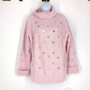 VTG Knitting Needles Lambswool Angora Pink Turtleneck Sweater L New With Tags